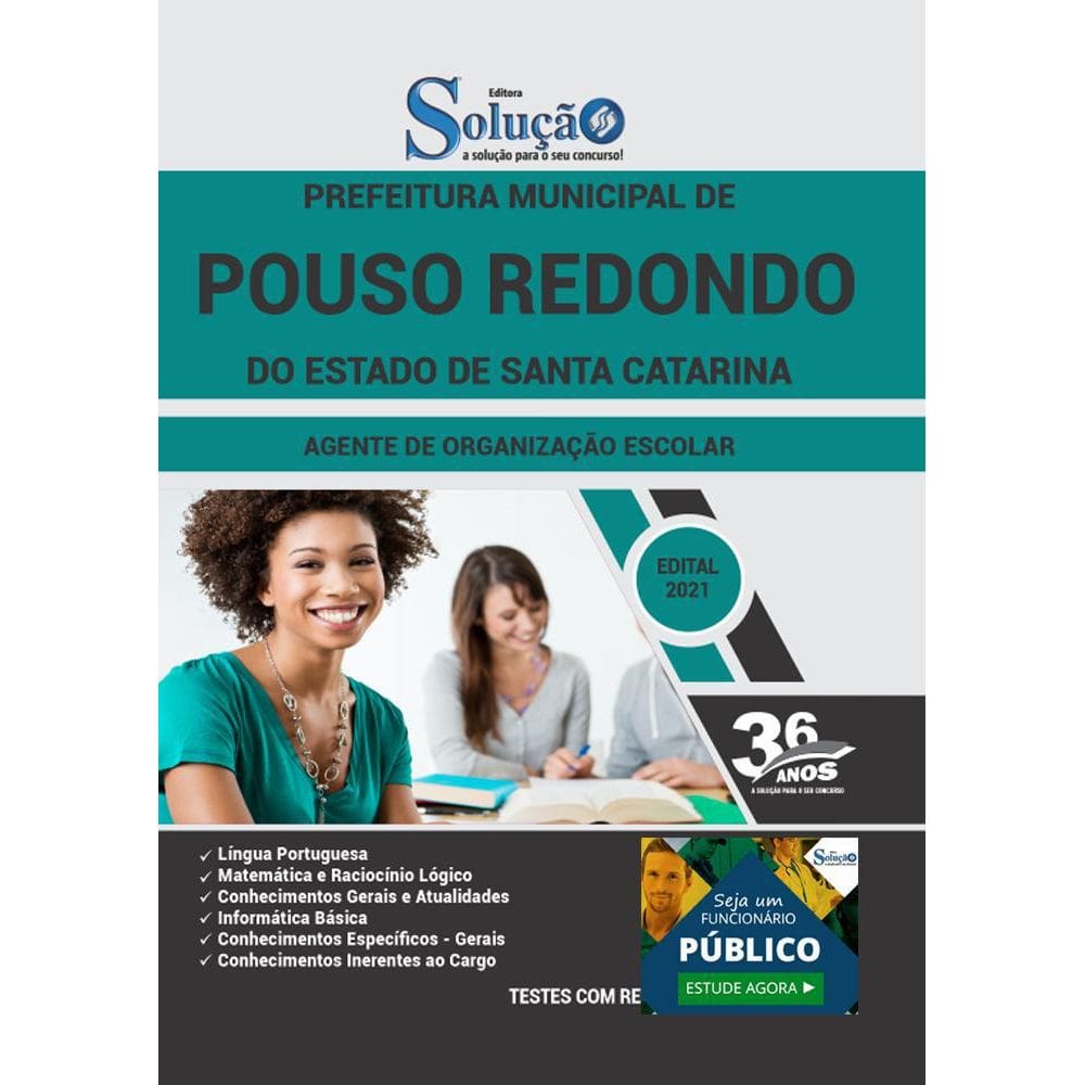 Apostila Pouso Redondo Sc - Agente De Organização Escolar
