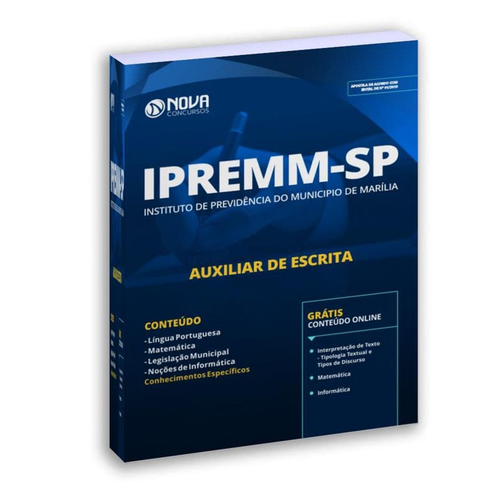 Apostila Ipremm De Marília  Sp 2019  Auxiliar De Escrita