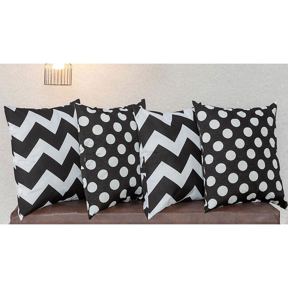 Kit De Almofada Estampa Chevron 04 Peças Preto