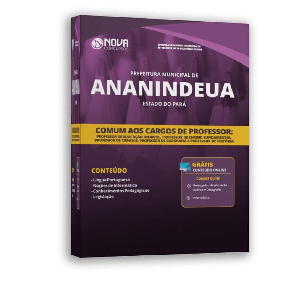 Apostila Ananindeua Pa 2019 - Comum Aos Cargos De Professor