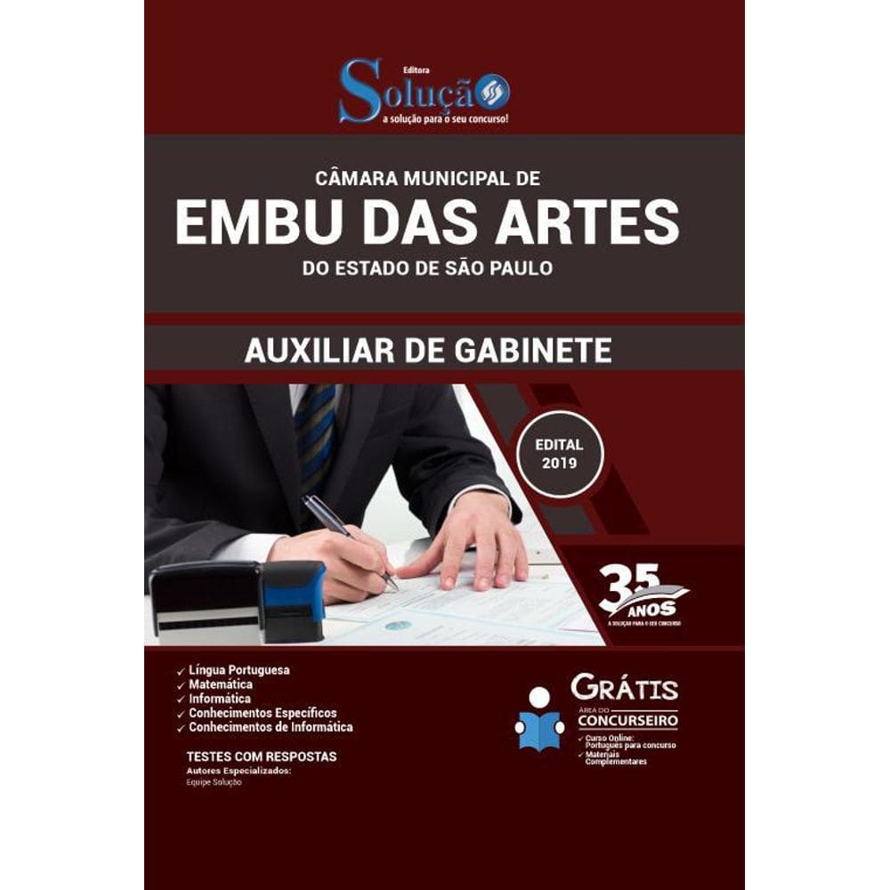 Apostila Concurso Embu Das Artes Sp - Auxiliar De Gabinete