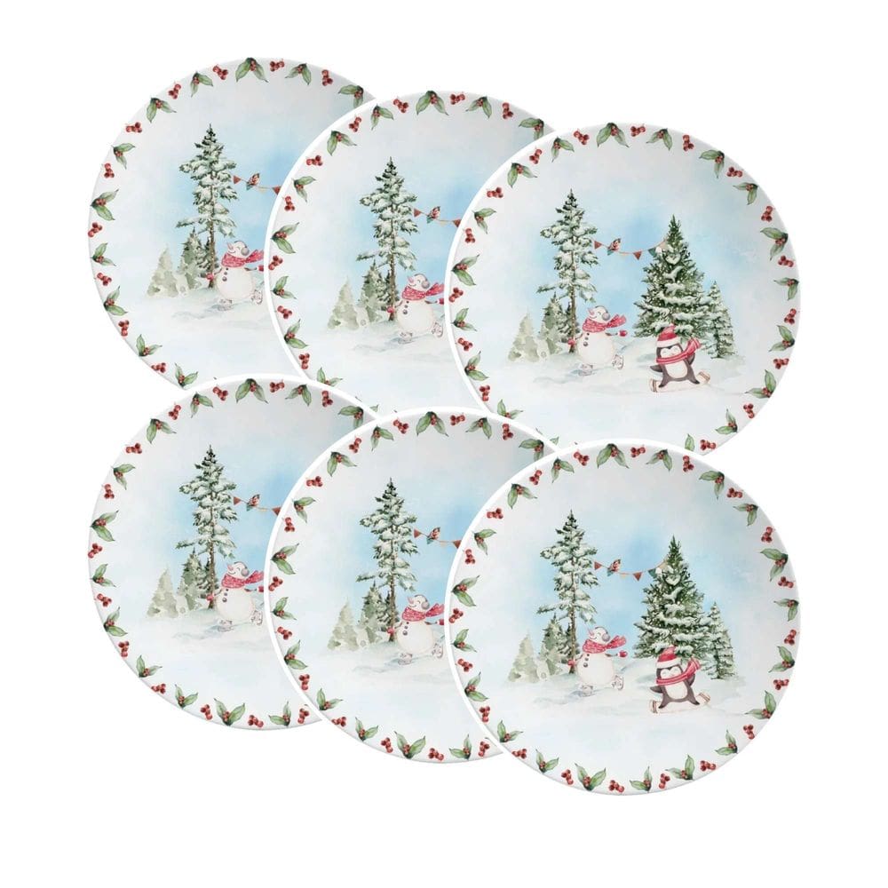 Conjunto de 6 Pratos Sobremesa de Cerâmica Snow 21cm - Alleanza