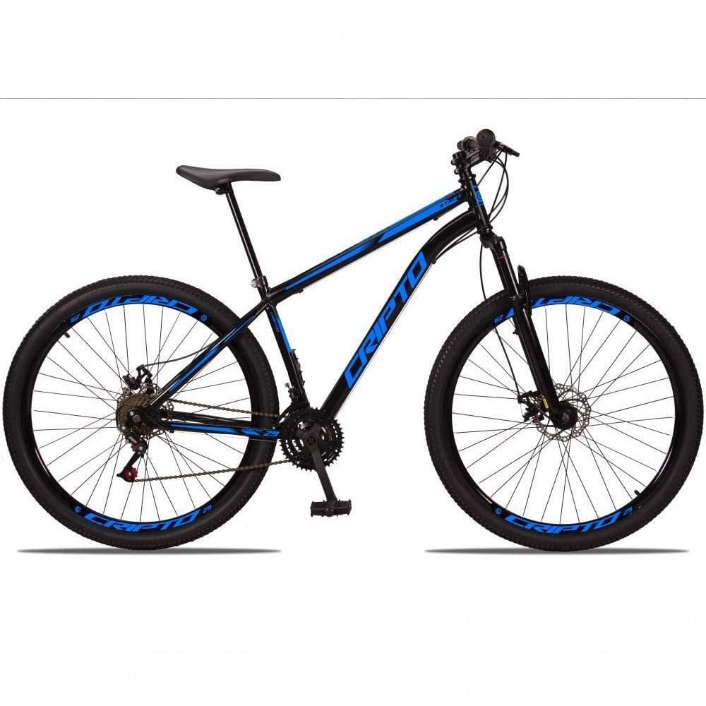 Bicicleta Aro 29 Aço Carbono 21V Cripto Freios À Disco Quadro 17 Preto Azul