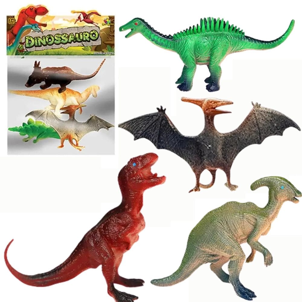 Kit Dinossauros Coleção 4 Peças - Dinossauros diversas - O Mundo dos Dinossauros Brincadeira de Criança - PANAMI