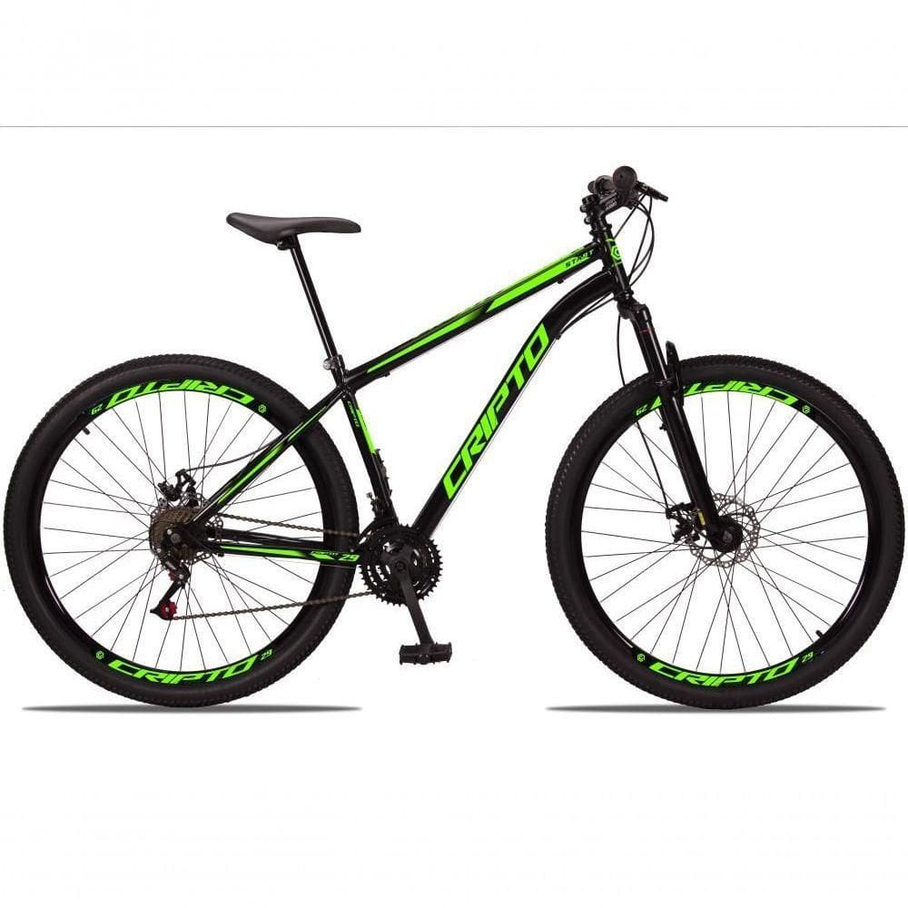 Bicicleta Aro 29 Aço Carbono 21V Cripto Freios À Disco Quadro 17 Preto Verde