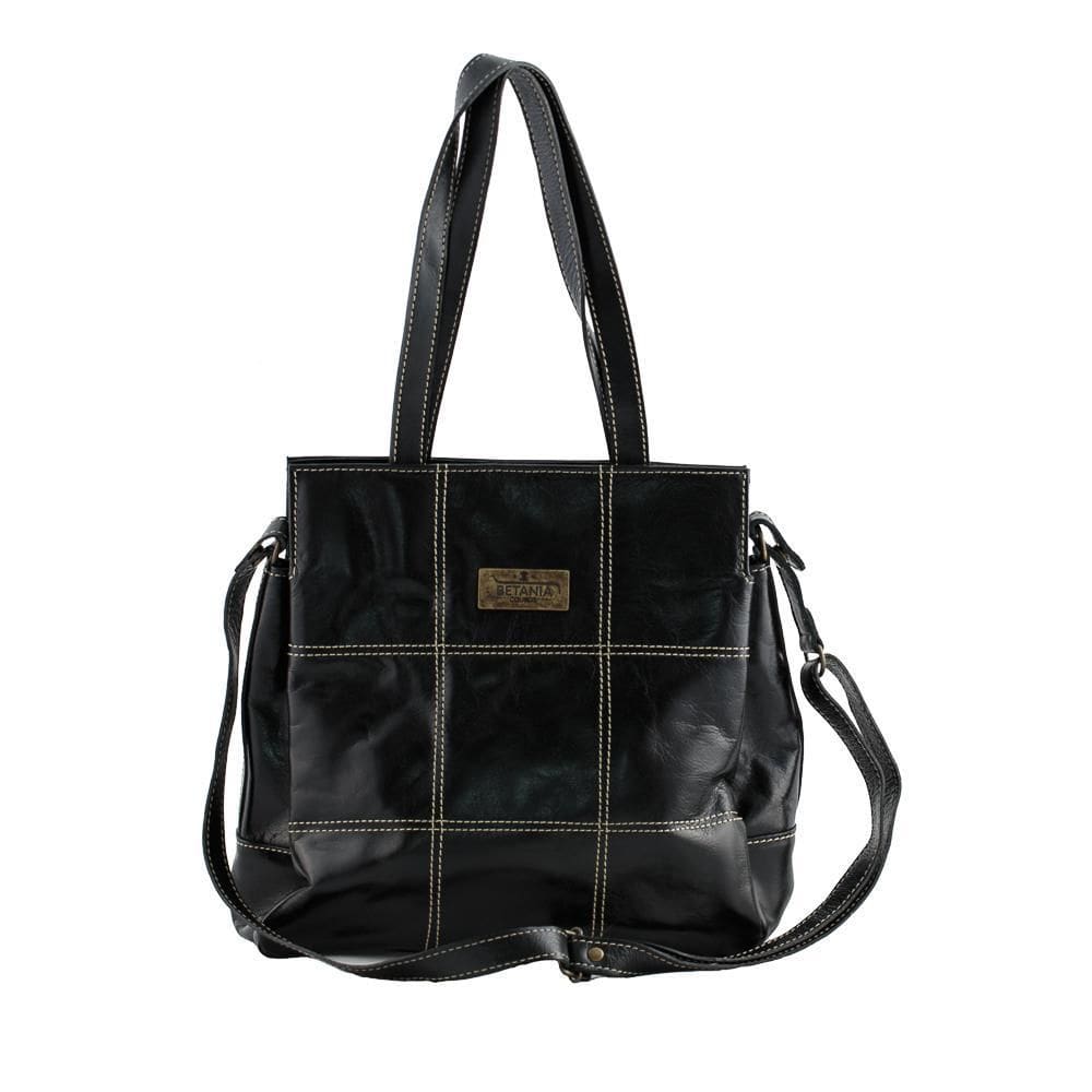 Bolsa 3 Divisões Em Couro Preto