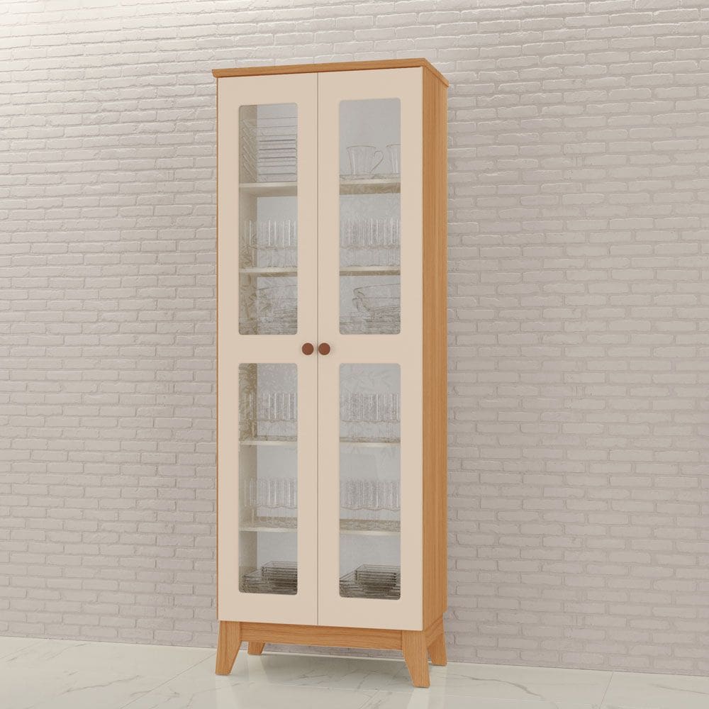 Cristaleira Maya Tuboarte 100% em MDF com 2 portas e kit pés