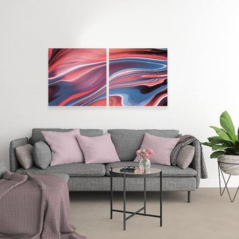 Kit 2 Quadros Decorativo Abstrato Canion Duo - 40x40