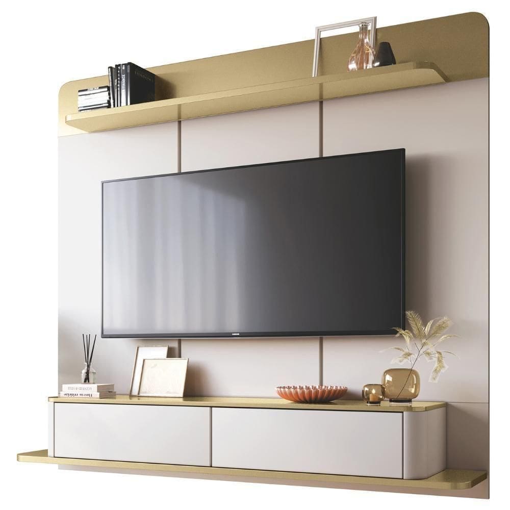 Painel Tv 70 Pol 180cm Bancada Suspensa Gava Off/champanhe H01 - Mpozenato