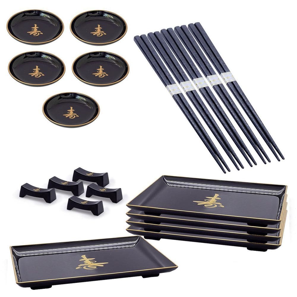 Kit Oriental P/5 Pessoas - Molheira, Prato, Hashi