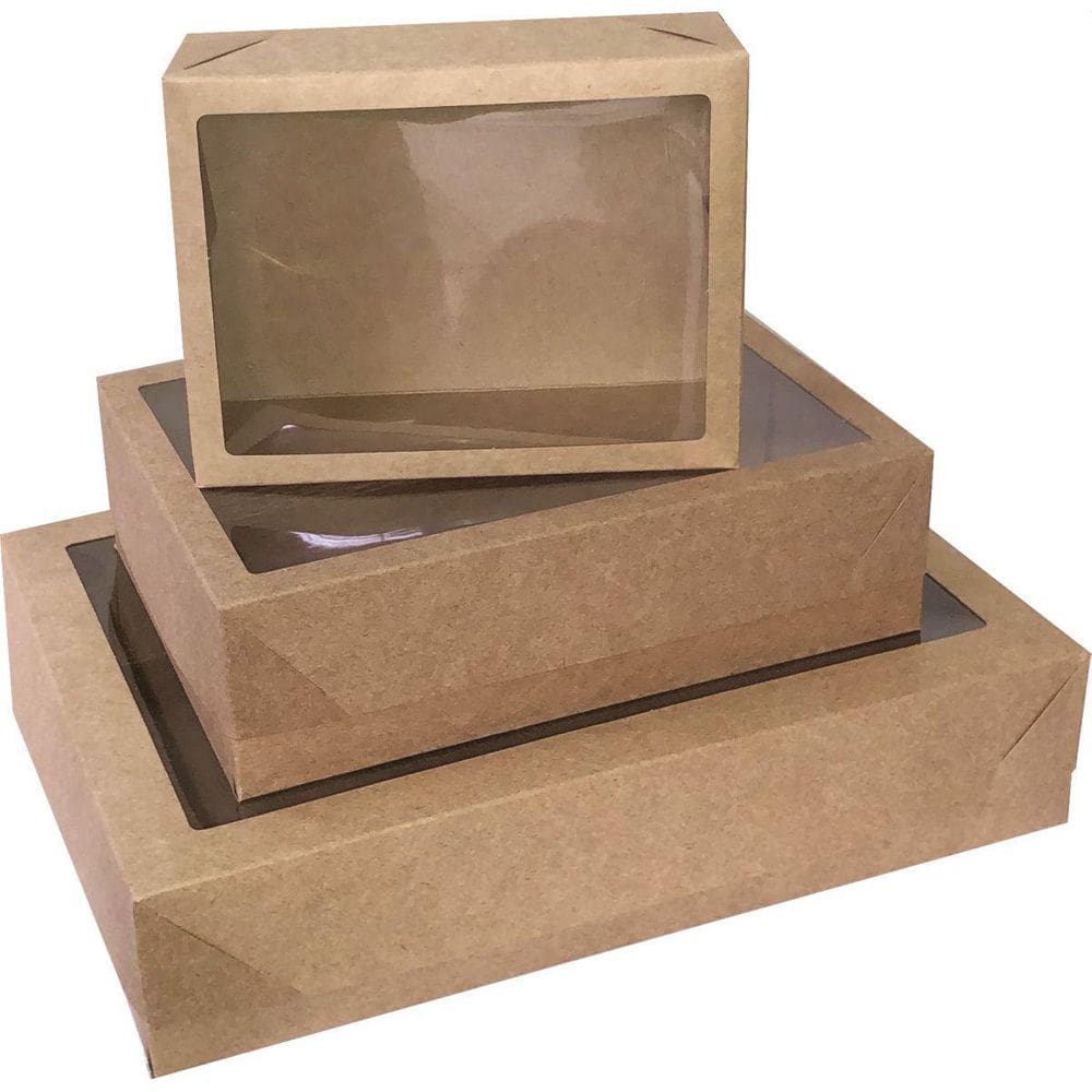 Caixa A Presente Com Tampa Pq  19X14,5X7,5  C/Visor Kraft 10