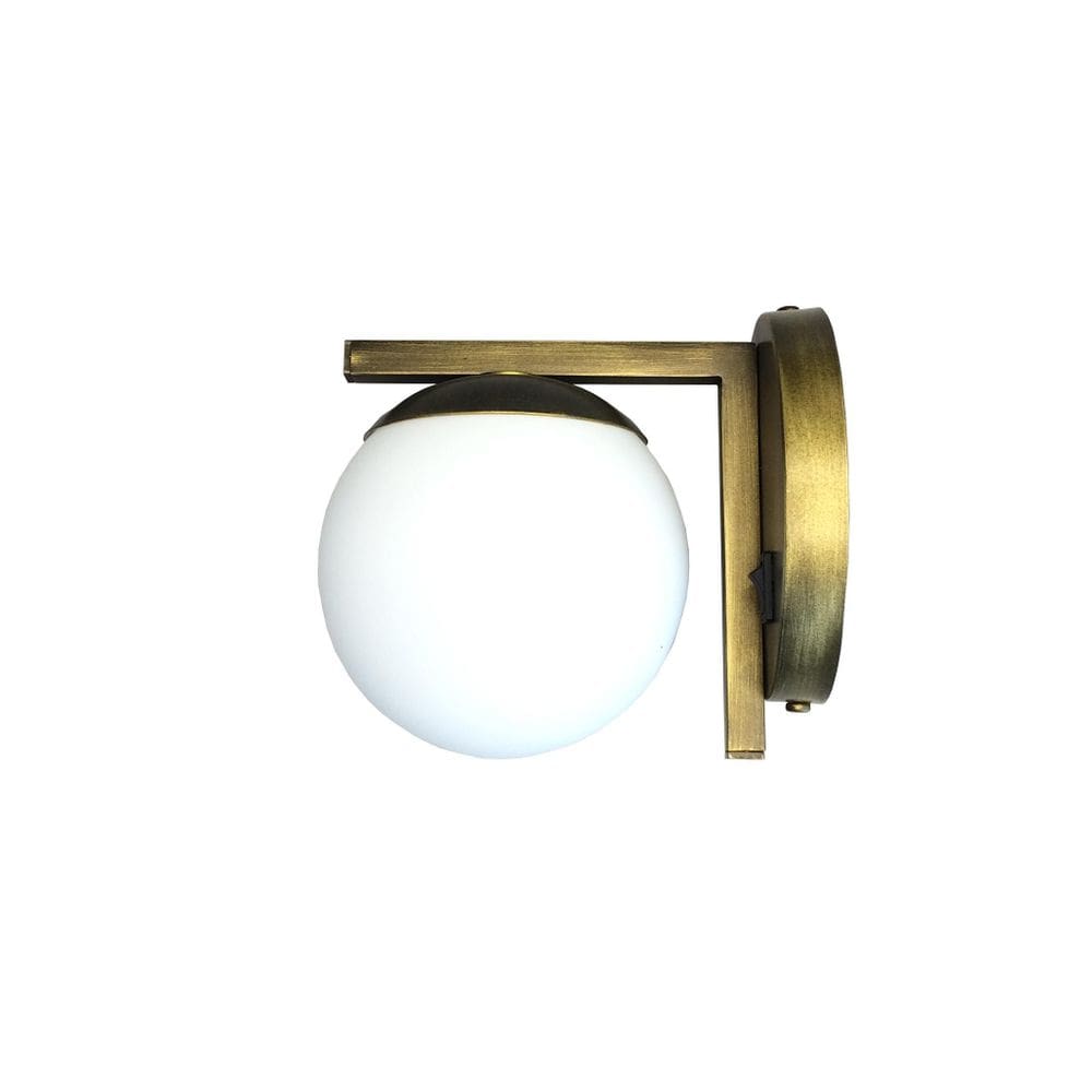Arandela Vidro Leitoso Ø12 Cm Metal Ouro Velho Moderna Alu32