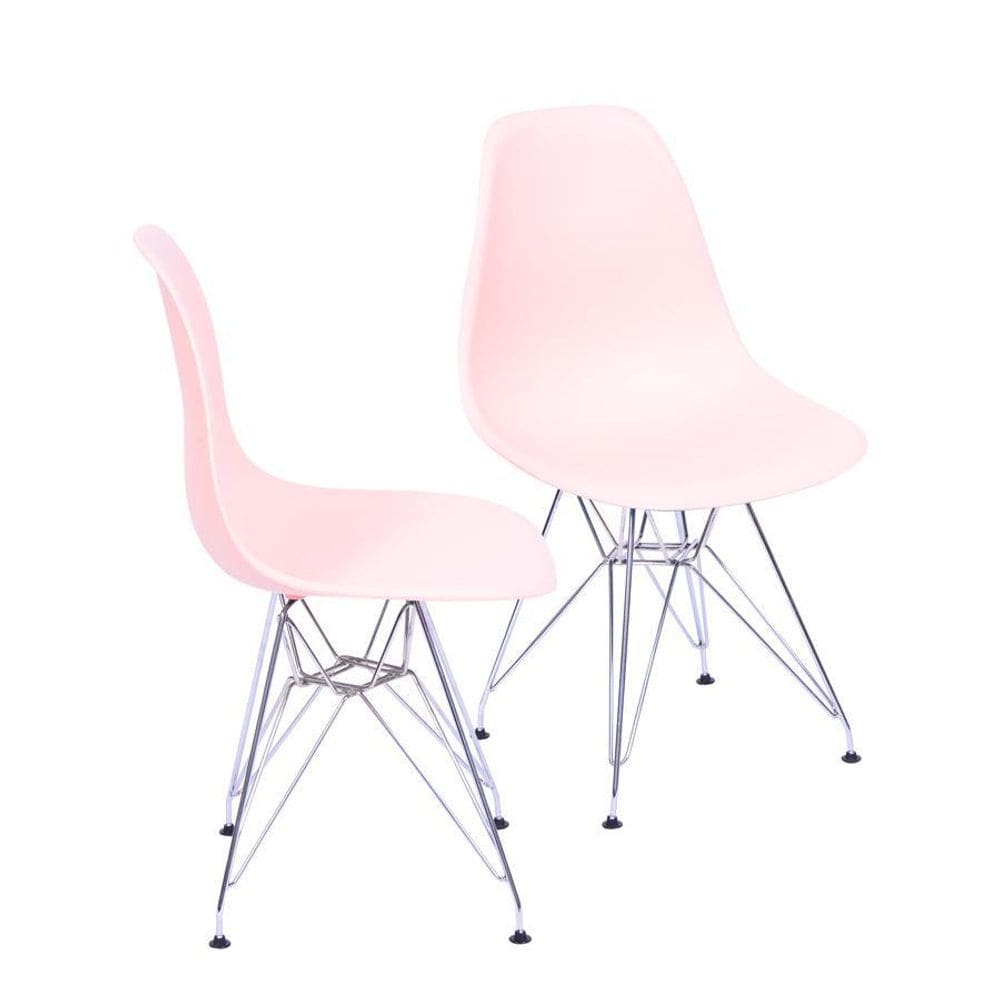 Kit 2 Cadeiras Boxbit Dkr Eames Base Cromada Salmão