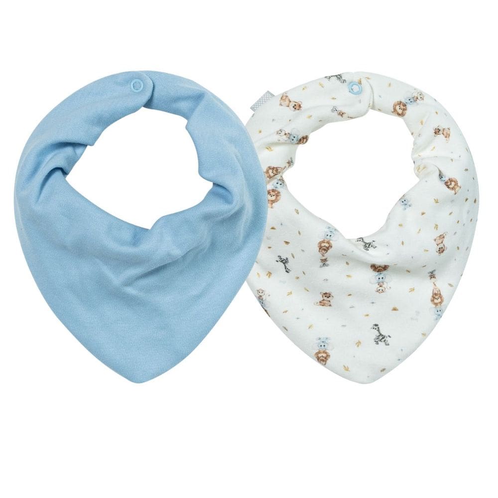 Kit Com 2 Babadores Bebê Bandana Amigos no Safari Azul - Hug