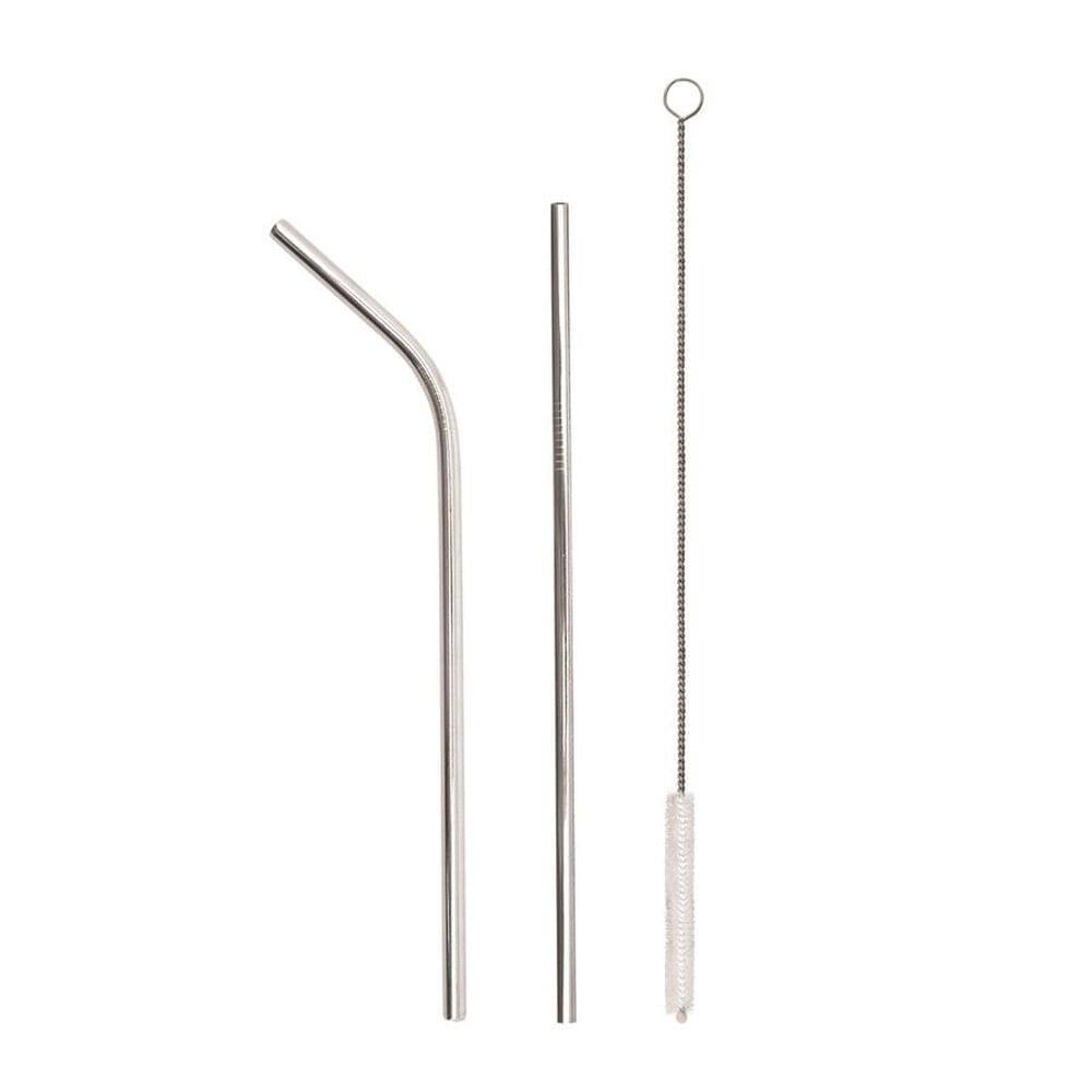 Jogo 2 Canudos Infantil 6mm Aço Inox Yazi + Escova de Limpeza