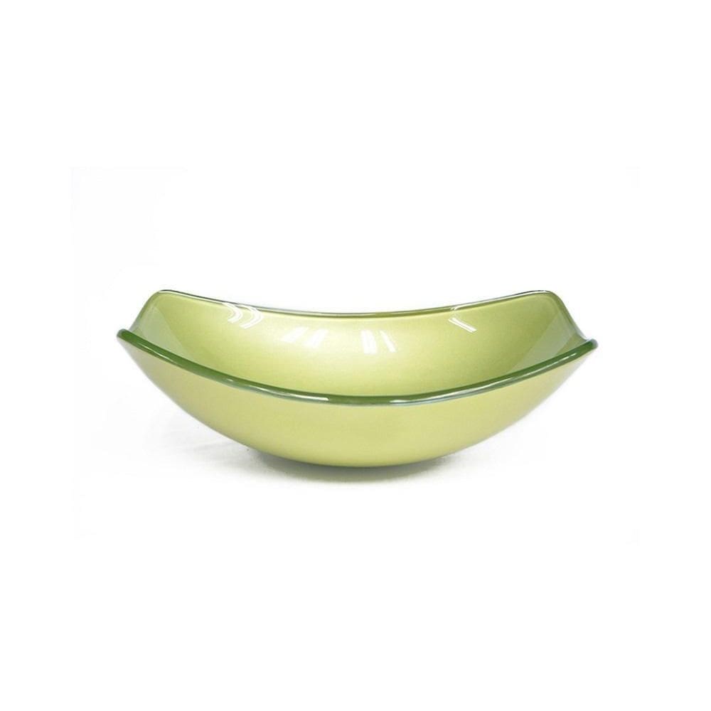 Cuba De Vidro Oval Chanfrada 51Cm Verde Oliva