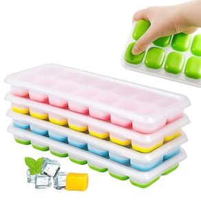 KIt 4 Formas de Gelo com Tampa Vedação e Fundo de Silicone