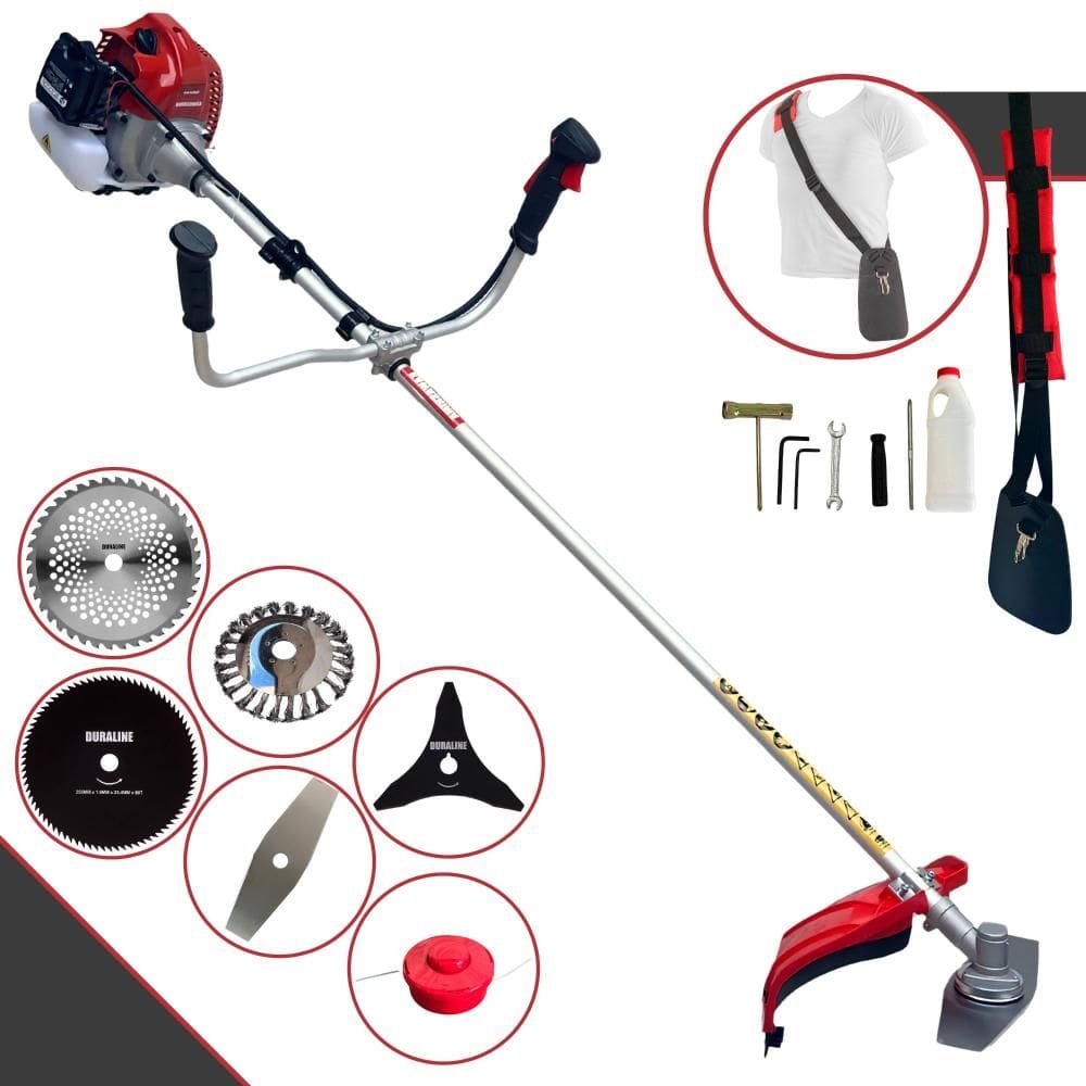 Aparador de Grama À Gasolina Kawashima BCJ620L 62cc 3HP 10.000rpm Multifuncional Com 4 Lâminas de Corte + Carretel de Nylon + Escova de Aço 24 Cerdas