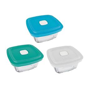 Kit 3 Potes Vidro Marinex Facillita 1L Quadrado Cor diversa