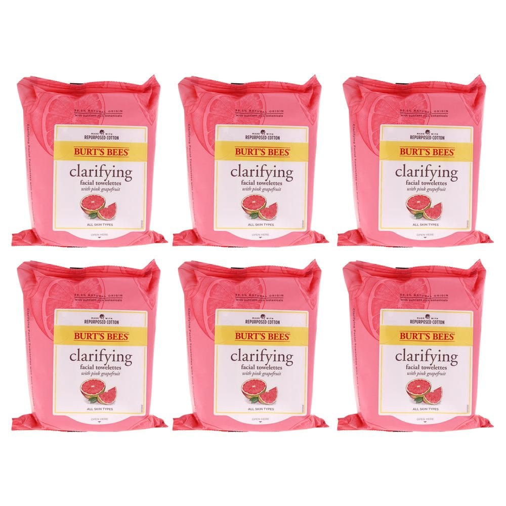 Toalhetes de limpeza facial Burts Bees Pink Grapefruit, pacote com 6