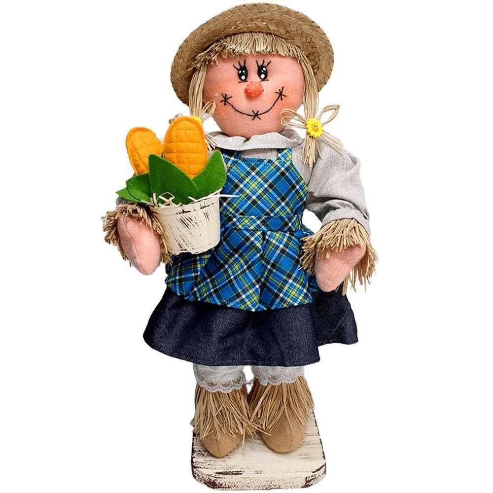Decoração Espantalho Festa Junina Caipira Rastelo Milho 50cm Menina