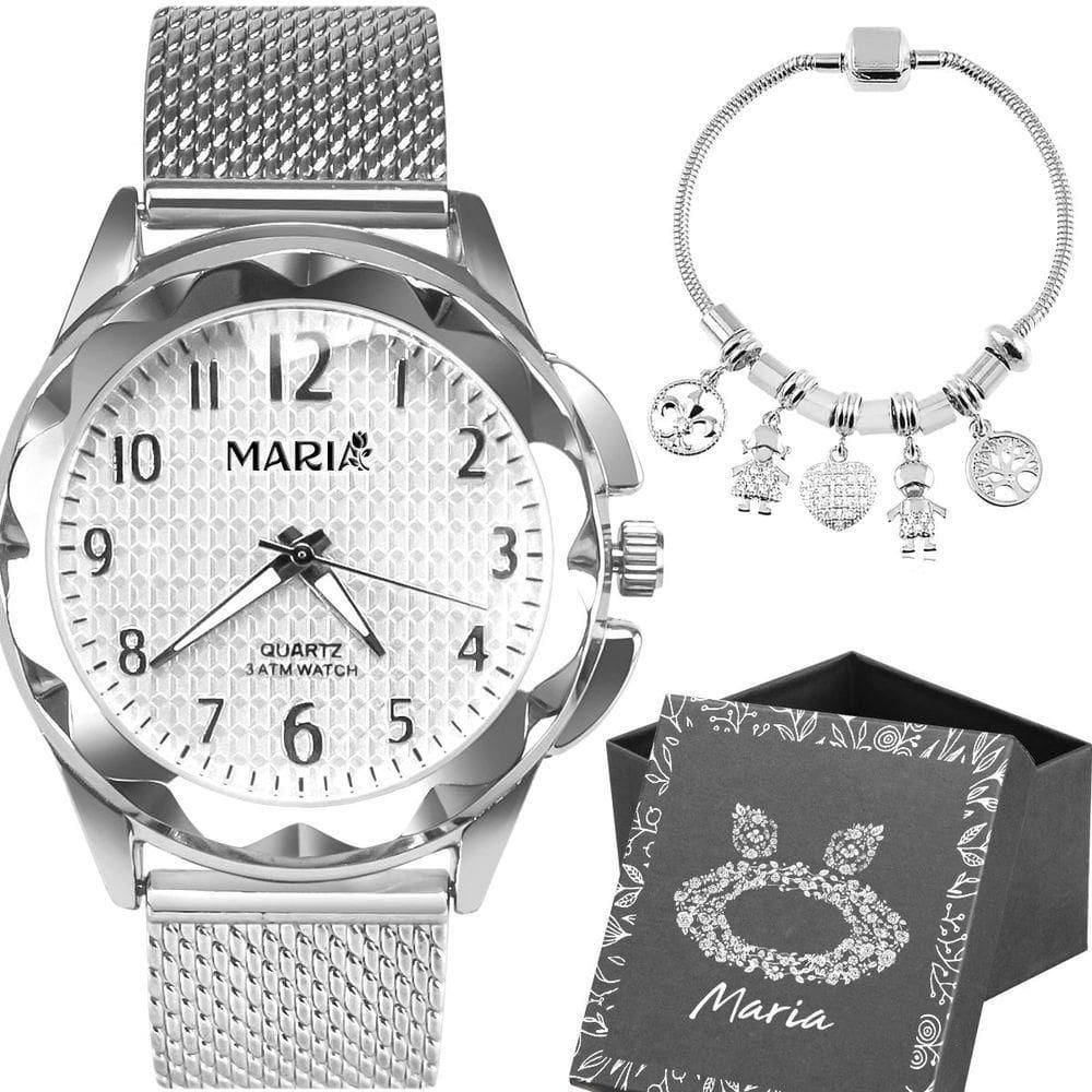 Relogio Feminino Prova Dagua Aço Prata + Pulseira + Caixa Qualidade Premium autêntico Inoxidável Moda