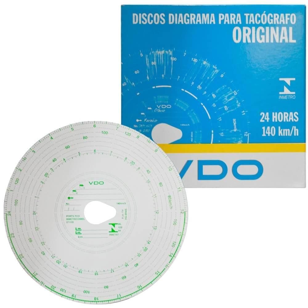 1 Caixa Disco Tacógrafo Diário 140Km 24hs 100un Vdo