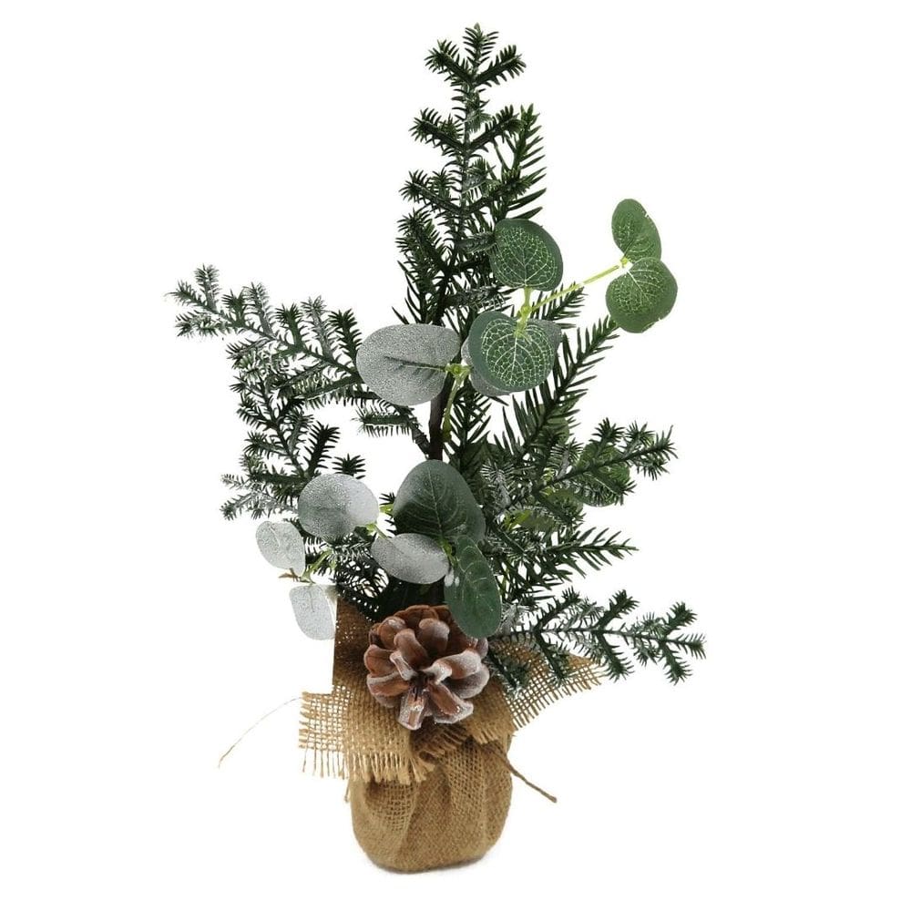 Arranjo Enfeite de Mesa Rústico Natal Folhagens e Pinha Natural 37cm - Magizi