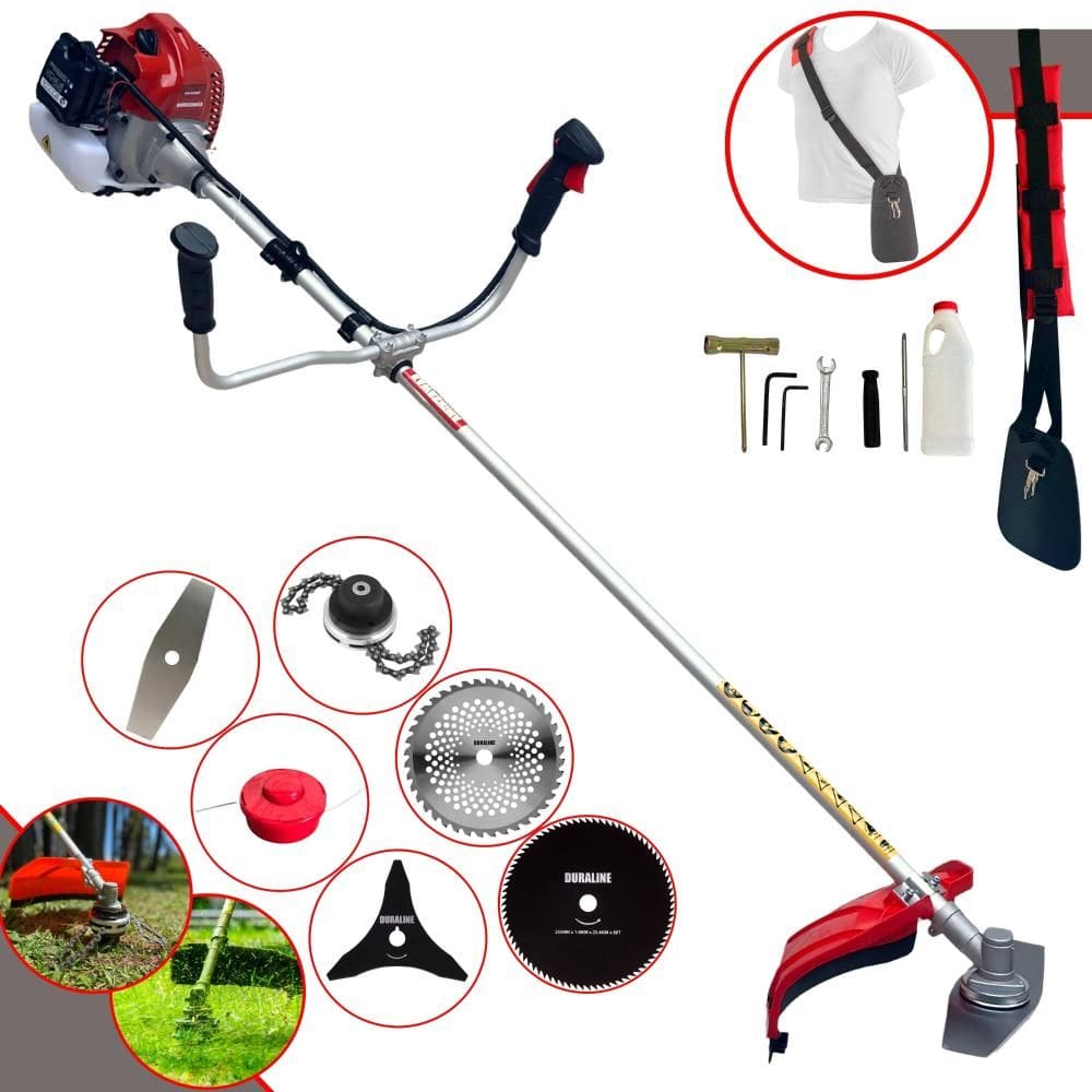 Roçadeira À Gasolina Kawashima BCJ620L 62cc 3HP 6 Em 1 Com Carretel + Faca 2 Pontas + Faca 3 Pontas + Faca 40 Dentes Vídea + Faca 80 Dentes + Trimmer