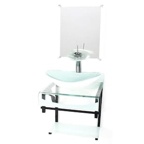 Gabinete Vidro 40Cm Banheiro Curvado Duplo Pp Cuba Oval
