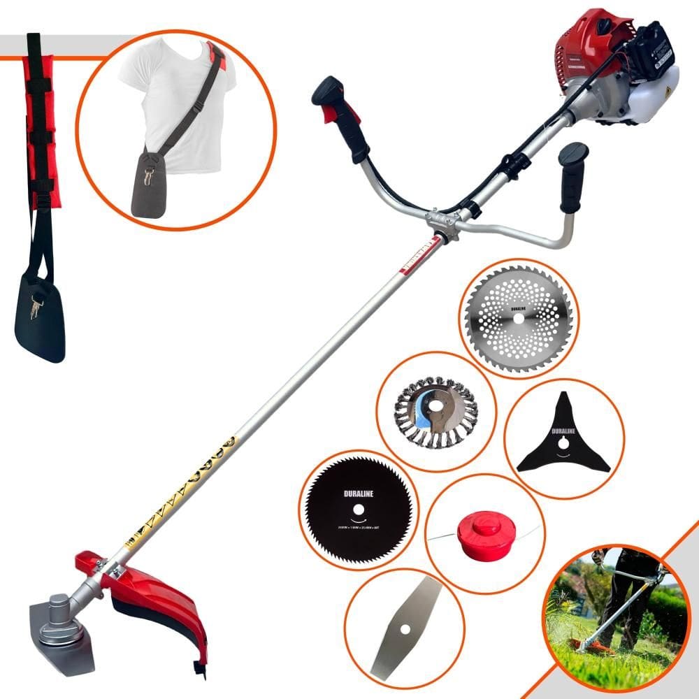 Cortador de Grama Robusto À Gasolina Kawashima BCJ620L 62cc 3HP de Potência 10.000rpm Roçadeira  Lateral Completa Com 6 Opções de Cortes