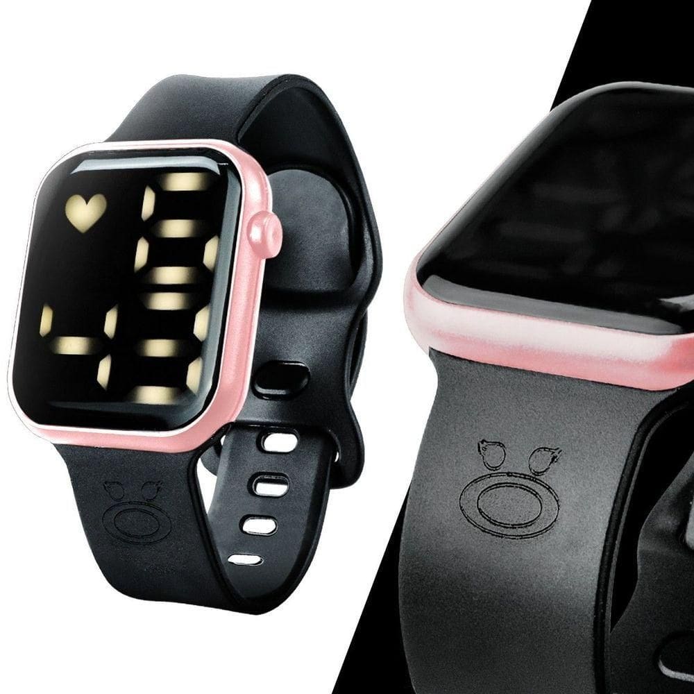 Relógio Feminino Rosa Digital Prova D`água Silicone Quadrado Ajustavel Led autêntico Moda