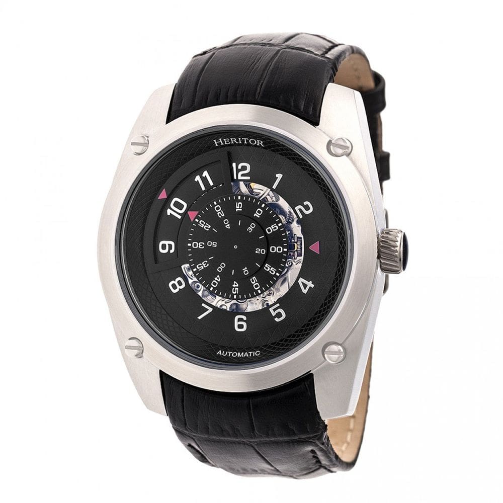 Relógio: pulseira de couro semiesqueleto HERITOR Automatic Daniels