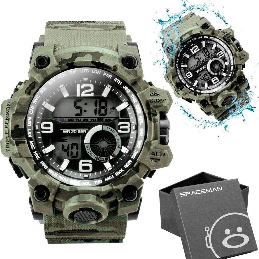 Relogio Masculino Camuflado Prova Dagua Digital + Caixa autêntico Ajustavel Esportivo Presente