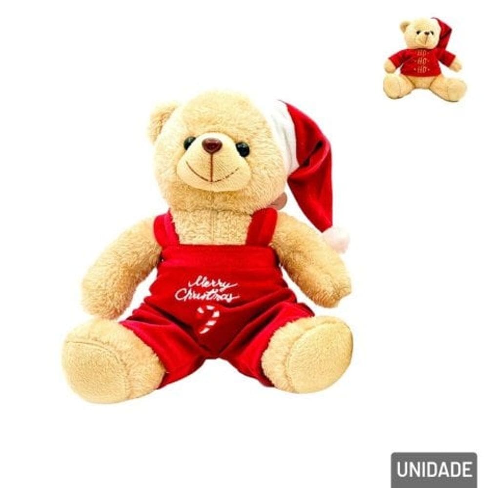 Enfeite Natal Urso Roupa Vm C/ Gorro 20Cm