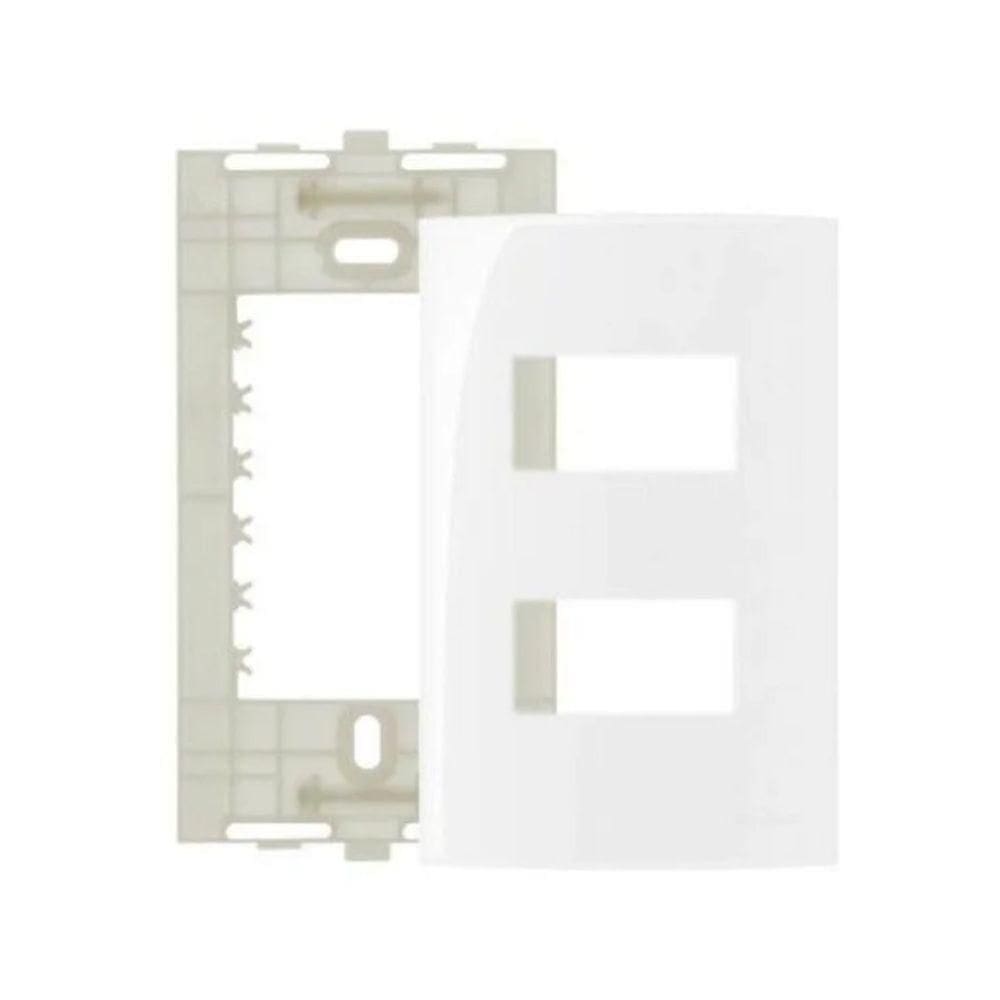 Placa 4x2 2 Postos Separados C/ Suporte Branco Sleek Margirius 16024