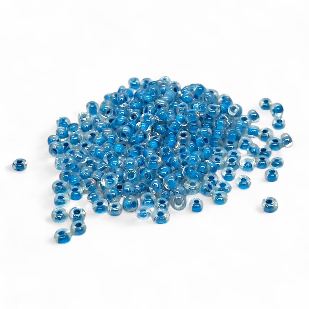 Miçanga para Guia Azul com Transparente Artesanato 4mm 50g