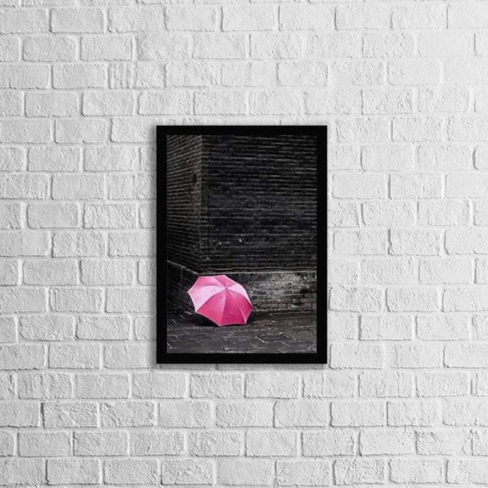 Quadro Fotografia Sombrinha Rosa 24X18Cm