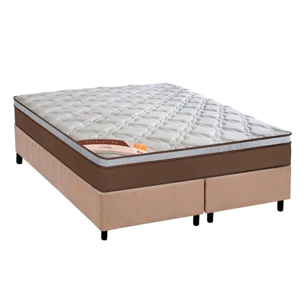 Cama Box King: Colchão Molas Ensacadas Castor Revolution + Base CRC Suede Clean (193x203)
