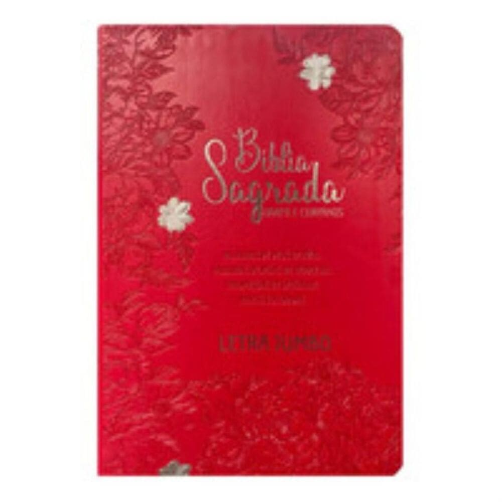 Bíblia jumbo arc full color capa pu luxo c/ harpa - Jardim vermelha