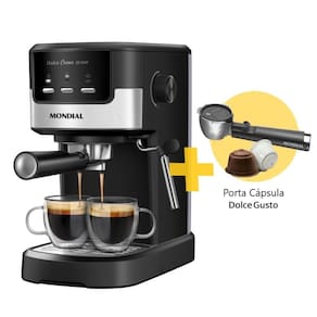 Cafeteira Mondial Expresso Dolce Crema 20 Bar C-20-EC 127V + Porta Cápsulas Dolce Gusto CPC-DG