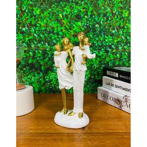 Estatueta Decorativa Casal com Dois Filhos em Gesso
