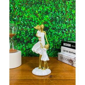 Estatueta Decorativa Mãe com Filhos emGesso