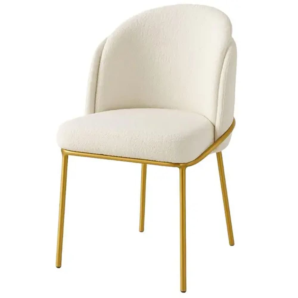 Cadeira Aurora Bouclé Off White Metal Dourado - C&M Decor