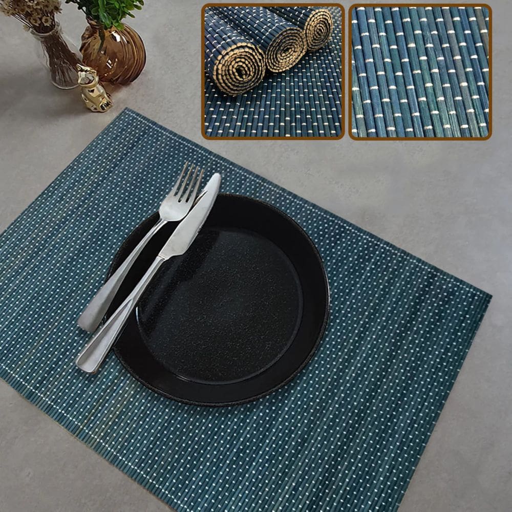 4 Jogo Americano Esteira Bambu Natural Tocantins Az 30X45
