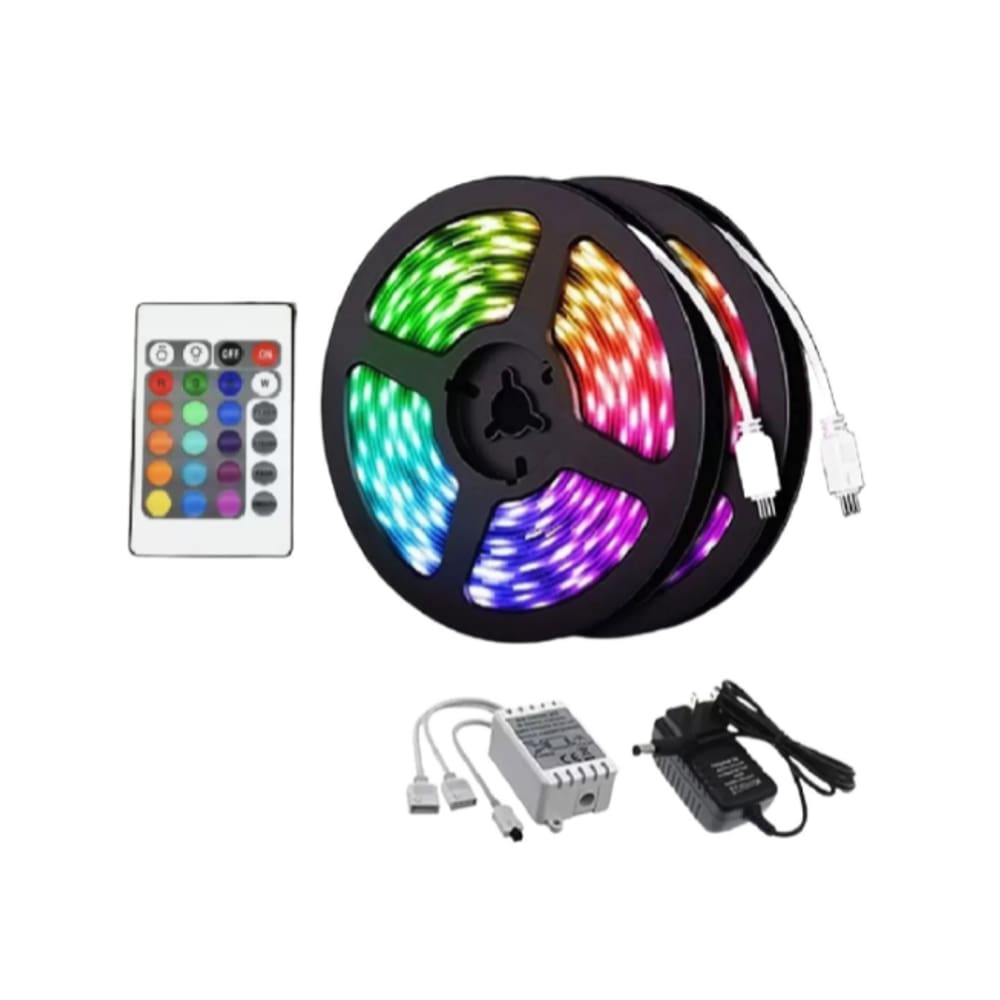 Fita De Led Rgb 5050 20 Metros Para Decoração Com Fonte