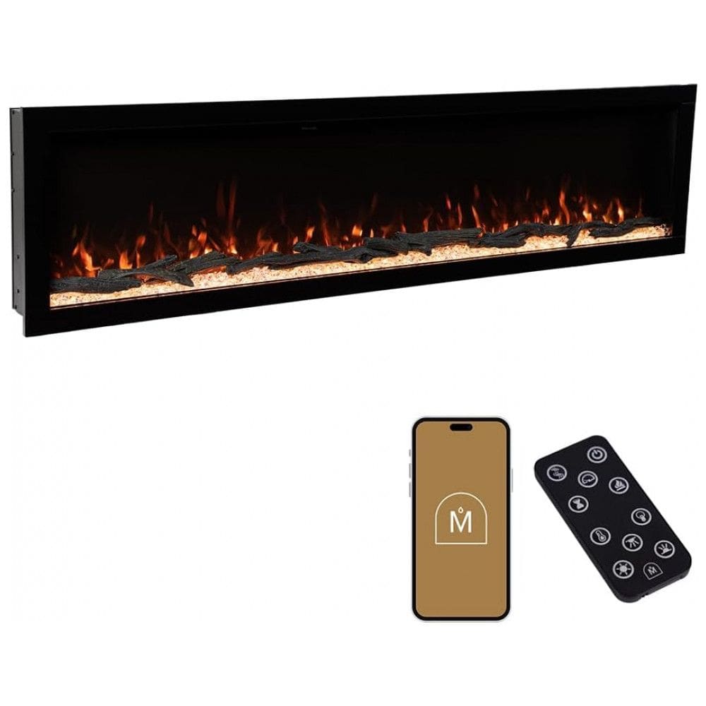 Lareira Elétrica Linear Inteligente Modern Ember Highmark de 254 cm Premium, Chama com 10 Cores, Design Oculto e Elegante, Instalação