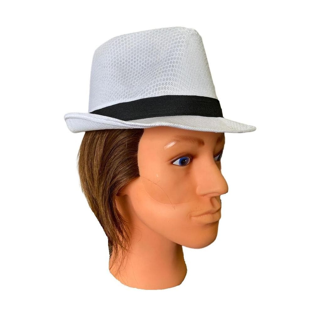 Kit 2 Chapéus Malandro Carnaval Fantasia Branco Com Preto