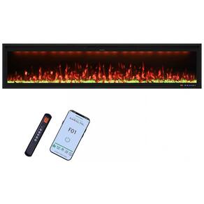Lareira Elétrica Valuxhome Visão com Tela de 223,52 cm, Aplicativo, Montagem na Parede e Embutida, Aquecedor Elétrico Moderno para Sala de