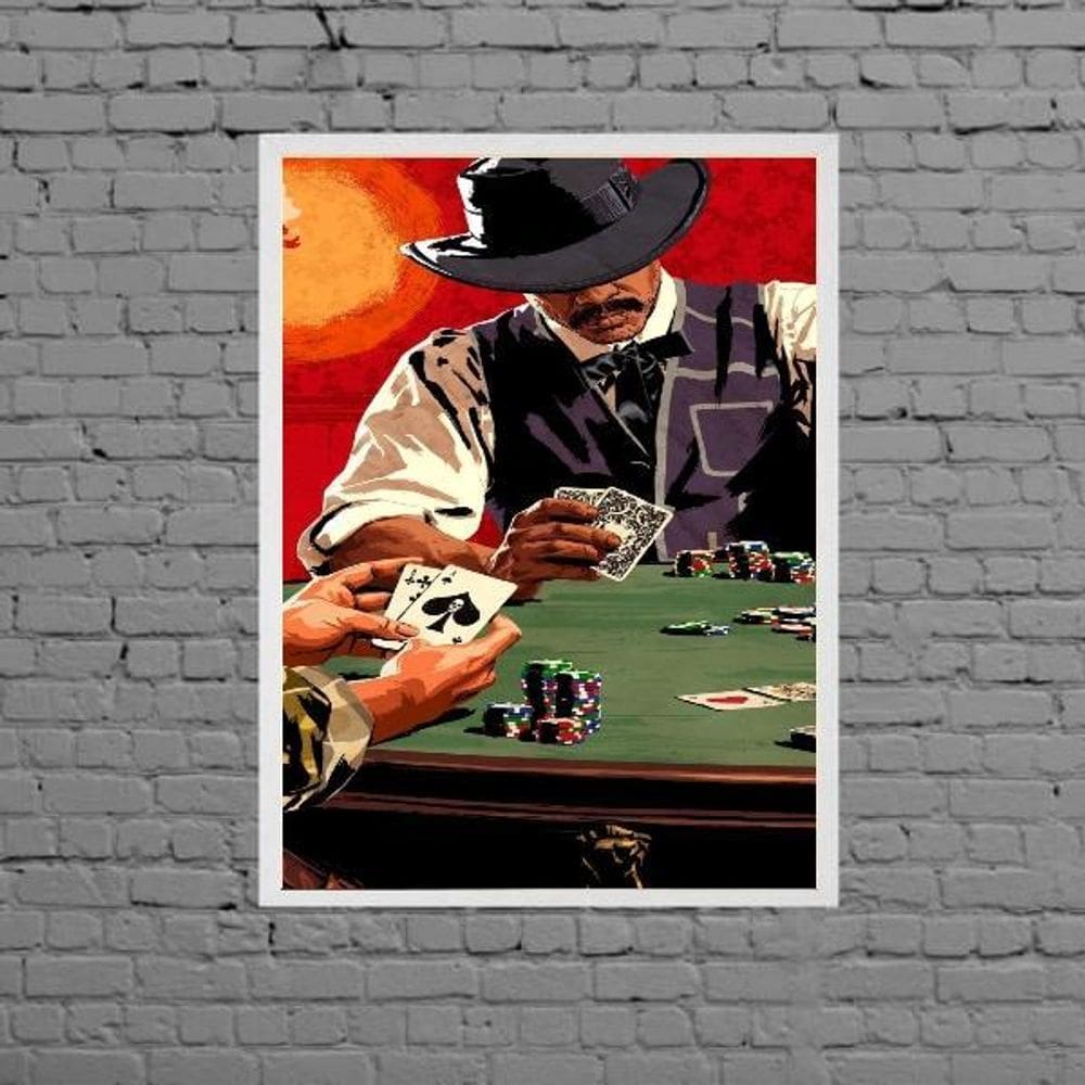 Quadro Poker Night 45x34cm - Madeira Branca